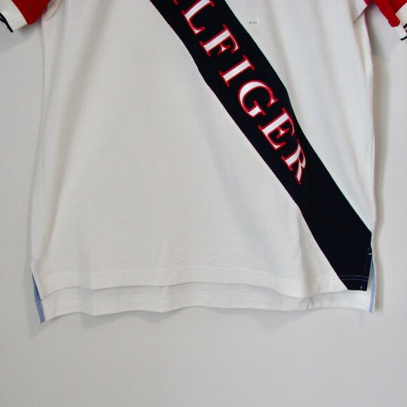 Tommy Hilfiger Polo Shirt Logo White Red Blue Stripe NEW WITH TAGS NWT Size XL - Picture 7 of 12